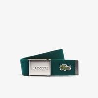 Lacoste Men's Made İn France Lacoste Engraved Buckle Woven Fabric BeltB43