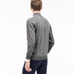 Lacoste Men's Zippered Stand-Up Collar Wool Jersey Sweater