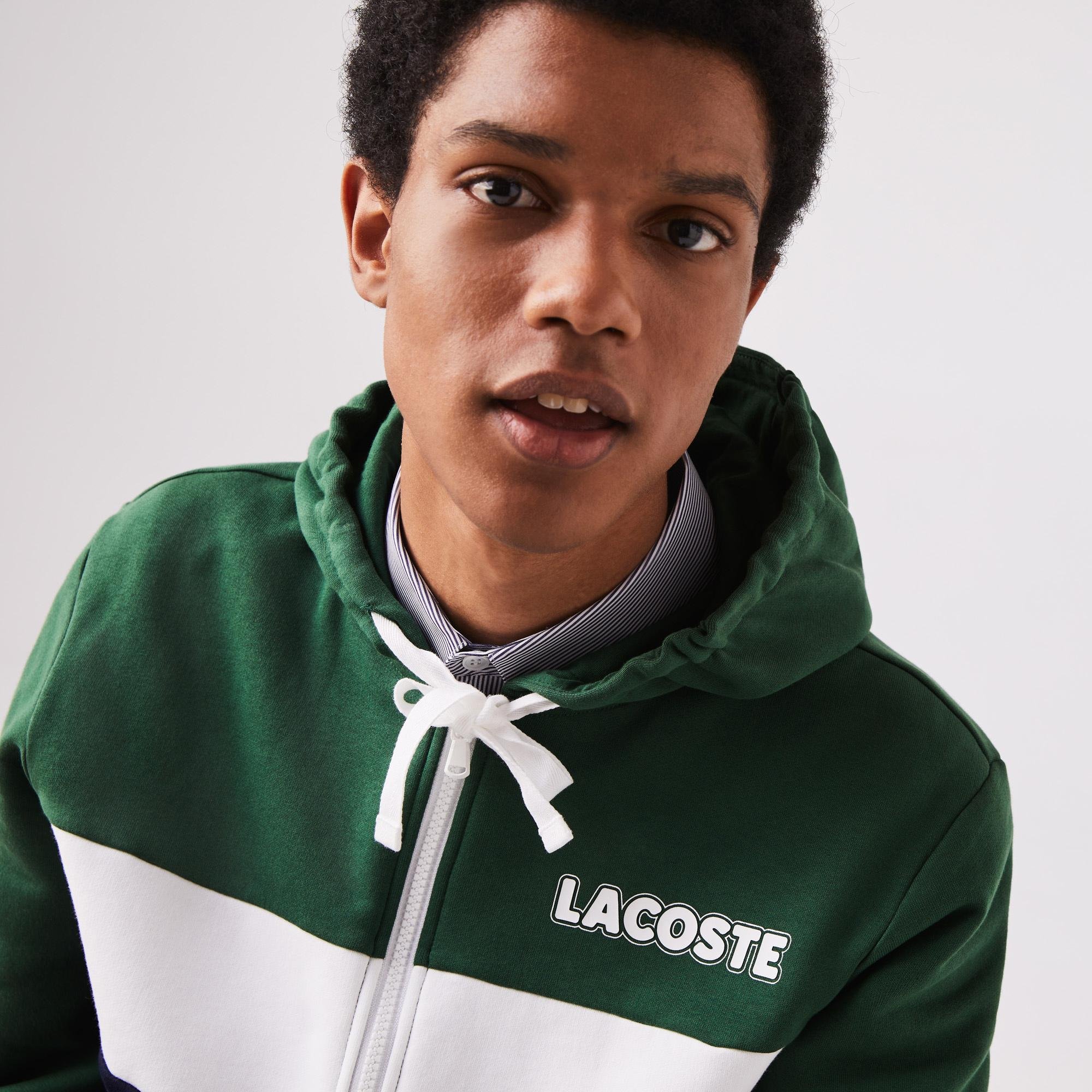 Lacoste Sport Men's polar hoodie with a zipper  In Color Blocks