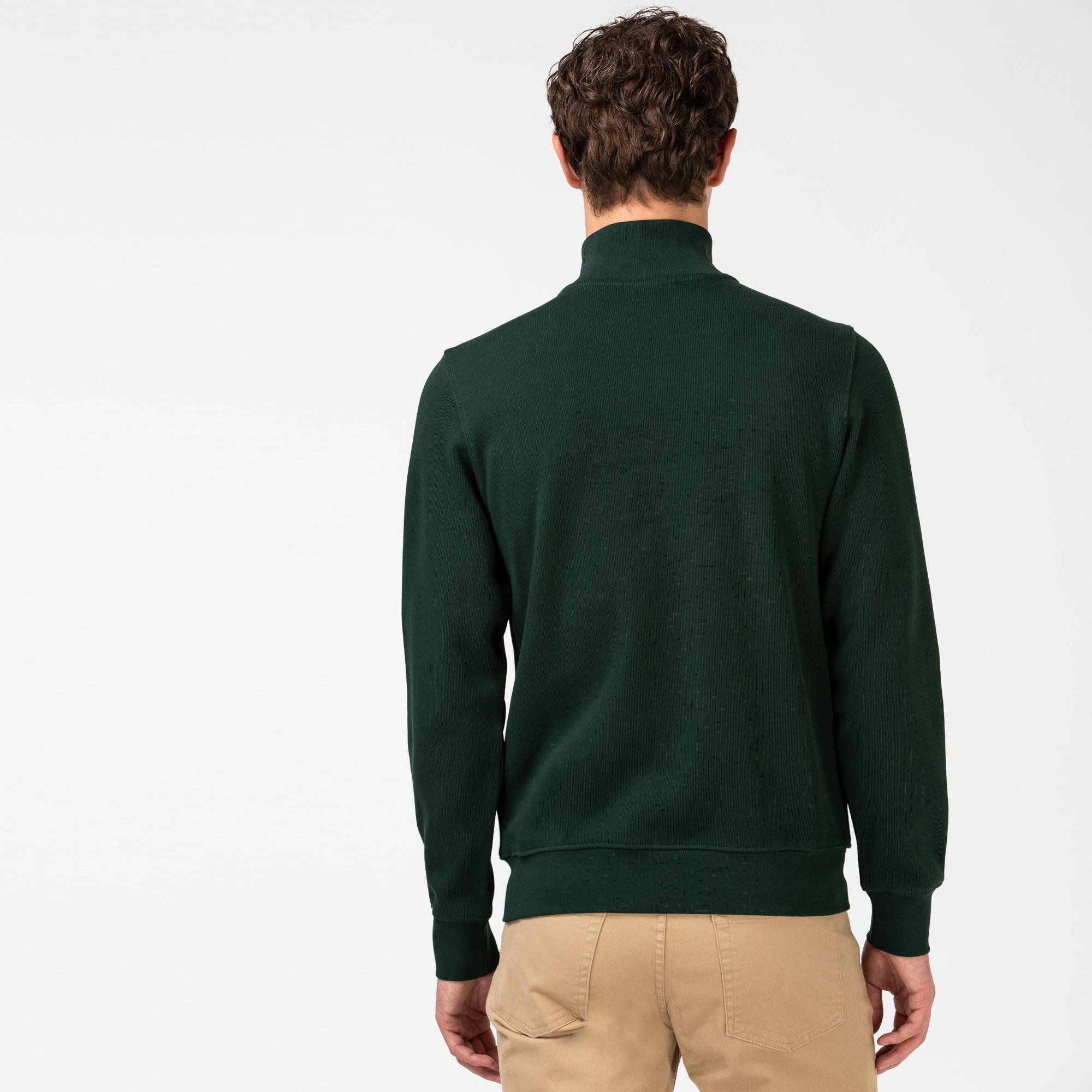 Lacoste pánský bavlněný svetr na zip se stojacím límcem