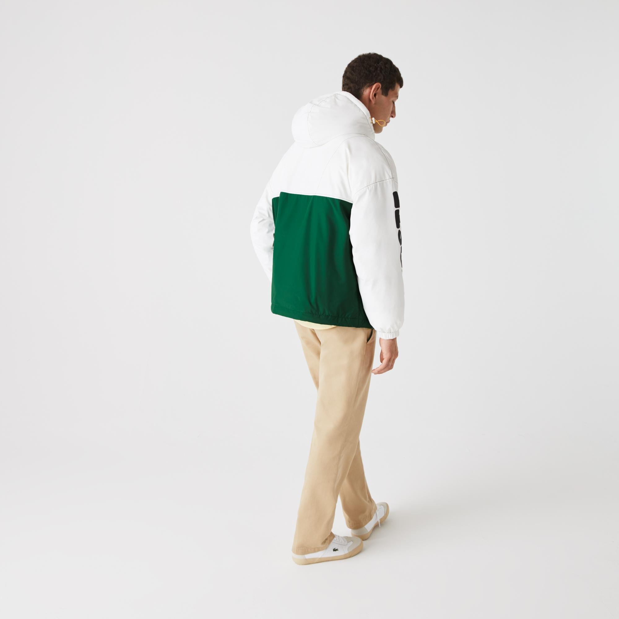 Lacoste Men's LIVE Light Water-Repellent Hooded Colorblock Coat