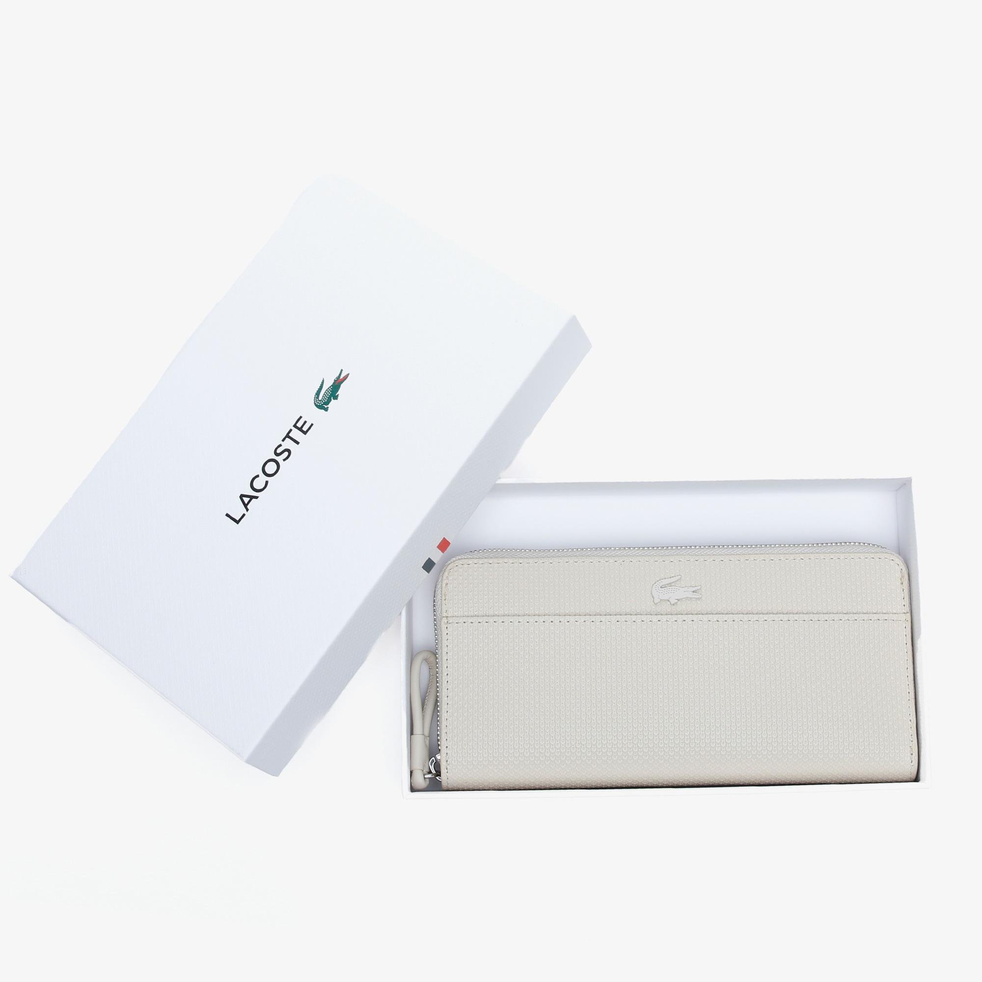 Lacoste Women's Chantaco Matte Piqué Leather Zip Wallet