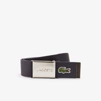 Lacoste Men's Made İn France Lacoste Engraved Buckle Woven Fabric BeltG70