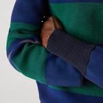 Lacoste férfi kontrasztos nyakú és csíkozású rugby pulóver