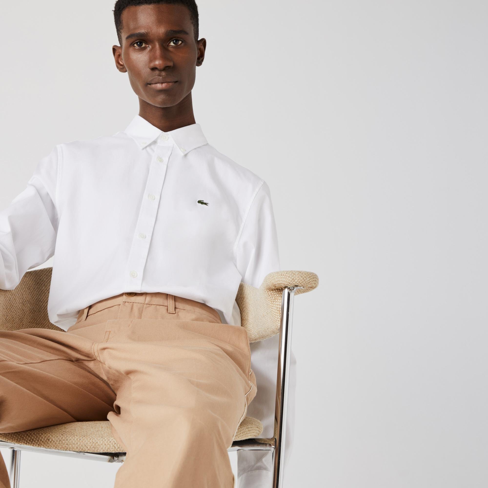 Lacoste męska koszula z bawełny klasy premium Slim Fit