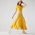 Lacoste Kadın Kısa Kollu Çizgili Polo Yaka Sarı ElbiseFYQ