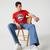 Lacoste férfi kerek nyakú túlméretezett Lacoste Club márkajeles pamut pólóKırmızı