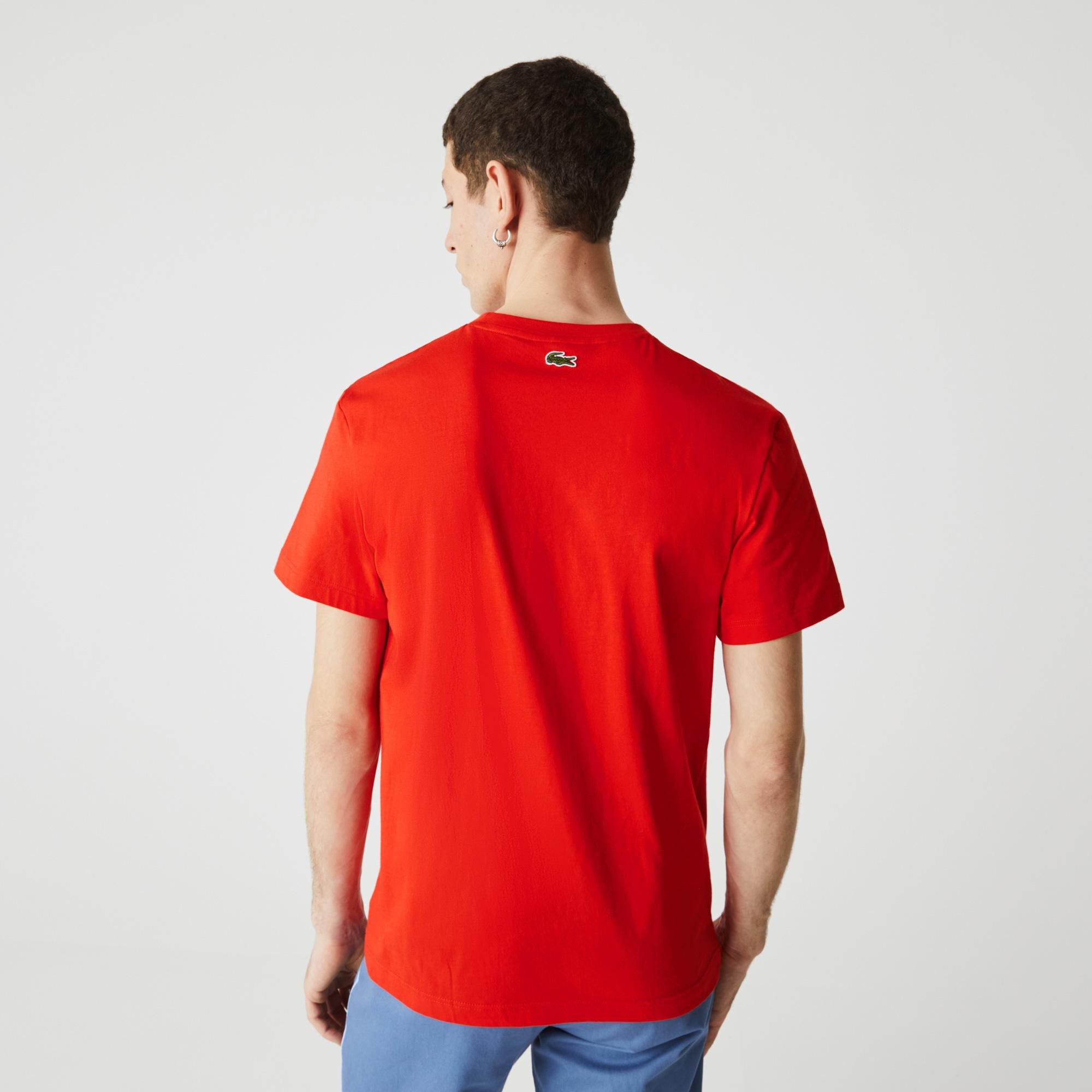 Lacoste férfi kerek nyakú túlméretezett Lacoste Club márkajeles pamut póló