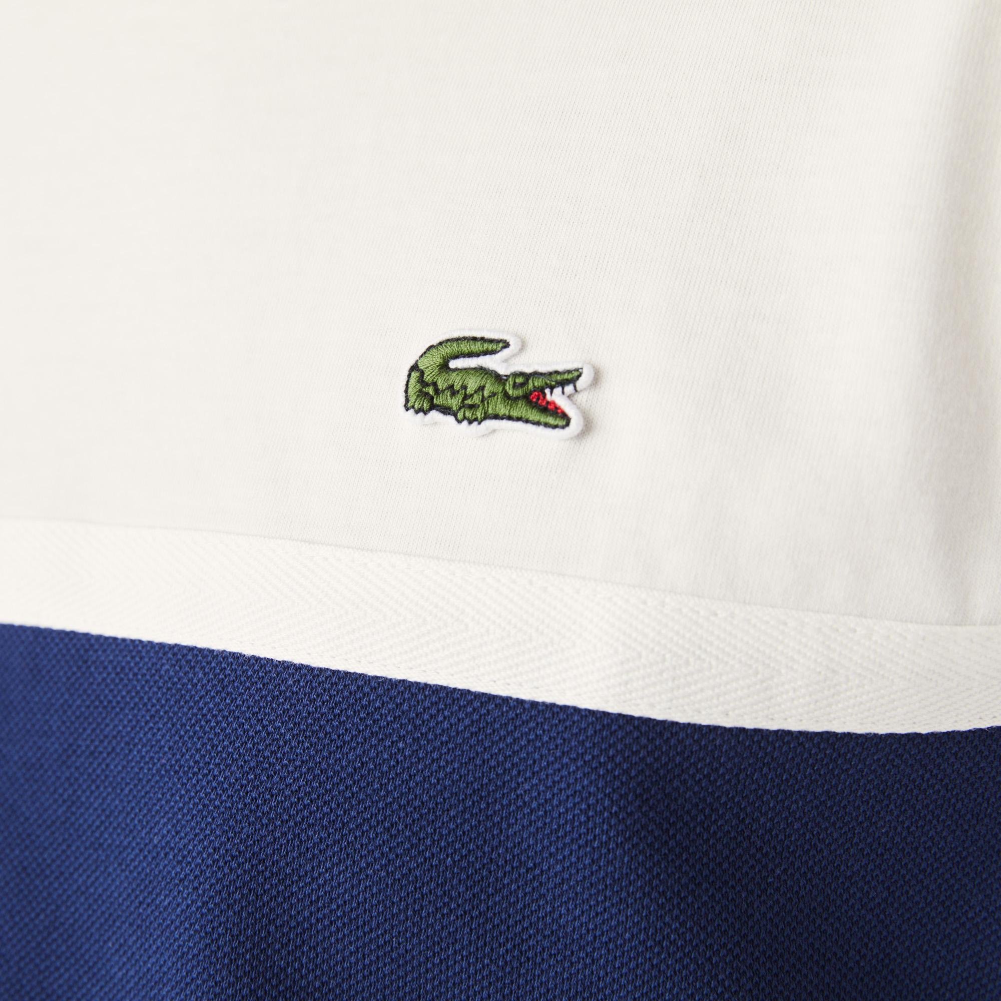 Lacoste Męski bawełniany T-shirt ze wstawkami z piki z okrągłym dekoltem