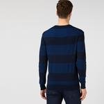Lacoste férfi haditengerészet kék színű blokk kötöttáru pulóver