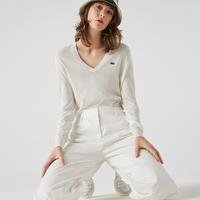 Lacoste dámský volný svetr s výstřihem do V z organické bavlny70V