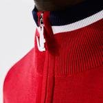 Lacoste SPORT férfi cipzáras magas nyakú kétszínű kötött golfpulóver
