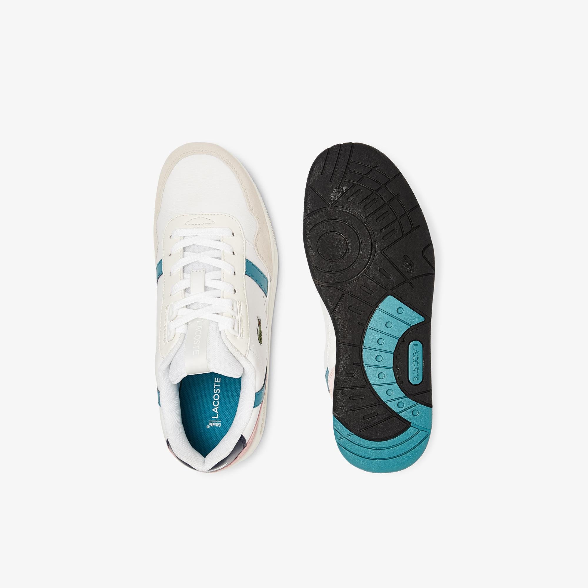 Lacoste Women's T-Clip Leather and Synthetic Trainers
