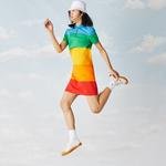 Lacoste X Polaroid Kadın Kısa Kollu Polo Yaka Renk Bloklu Renkli Elbise