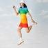 Lacoste X Polaroid Kadın Kısa Kollu Polo Yaka Renk Bloklu Renkli ElbiseFRD