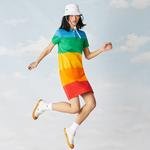 Lacoste X Polaroid Kadın Kısa Kollu Polo Yaka Renk Bloklu Renkli Elbise