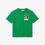 Lacoste X Polaroid Kadın Bisiklet Yaka Baskılı Yeşil T-Shirt