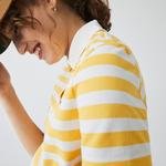 Lacoste női regular fit hálógalléros csíkos pamut pólóing
