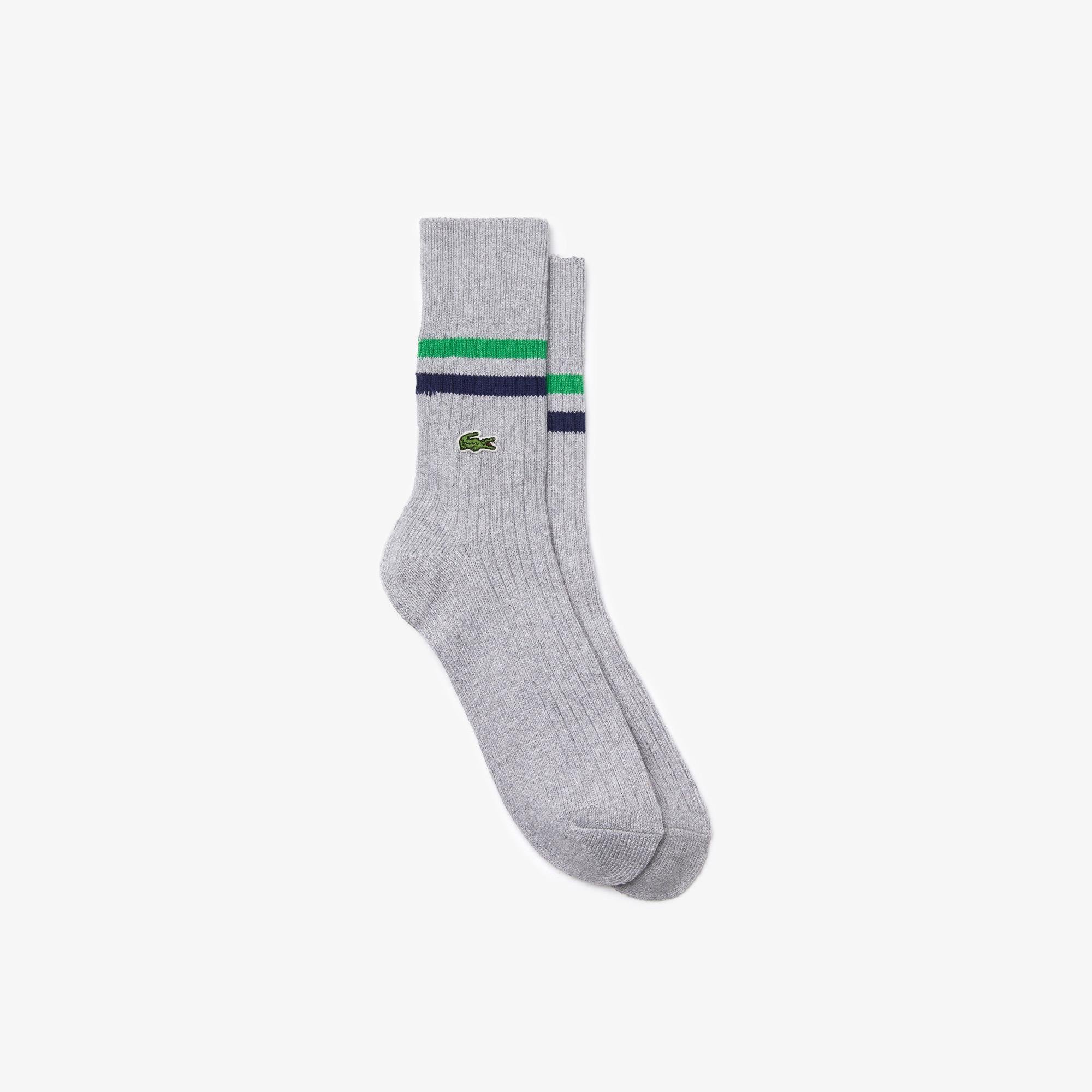 Lacoste Men?s Striped Ankle Stretch Cotton Socks