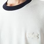 Lacoste Męski T-shirt Loose Fit w kontrastowych kolorach z okrągłym dekoltem z bawełny teksturowanej
