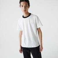 Lacoste Męski T-shirt Loose Fit w kontrastowych kolorach z okrągłym dekoltem z bawełny teksturowanejGA3