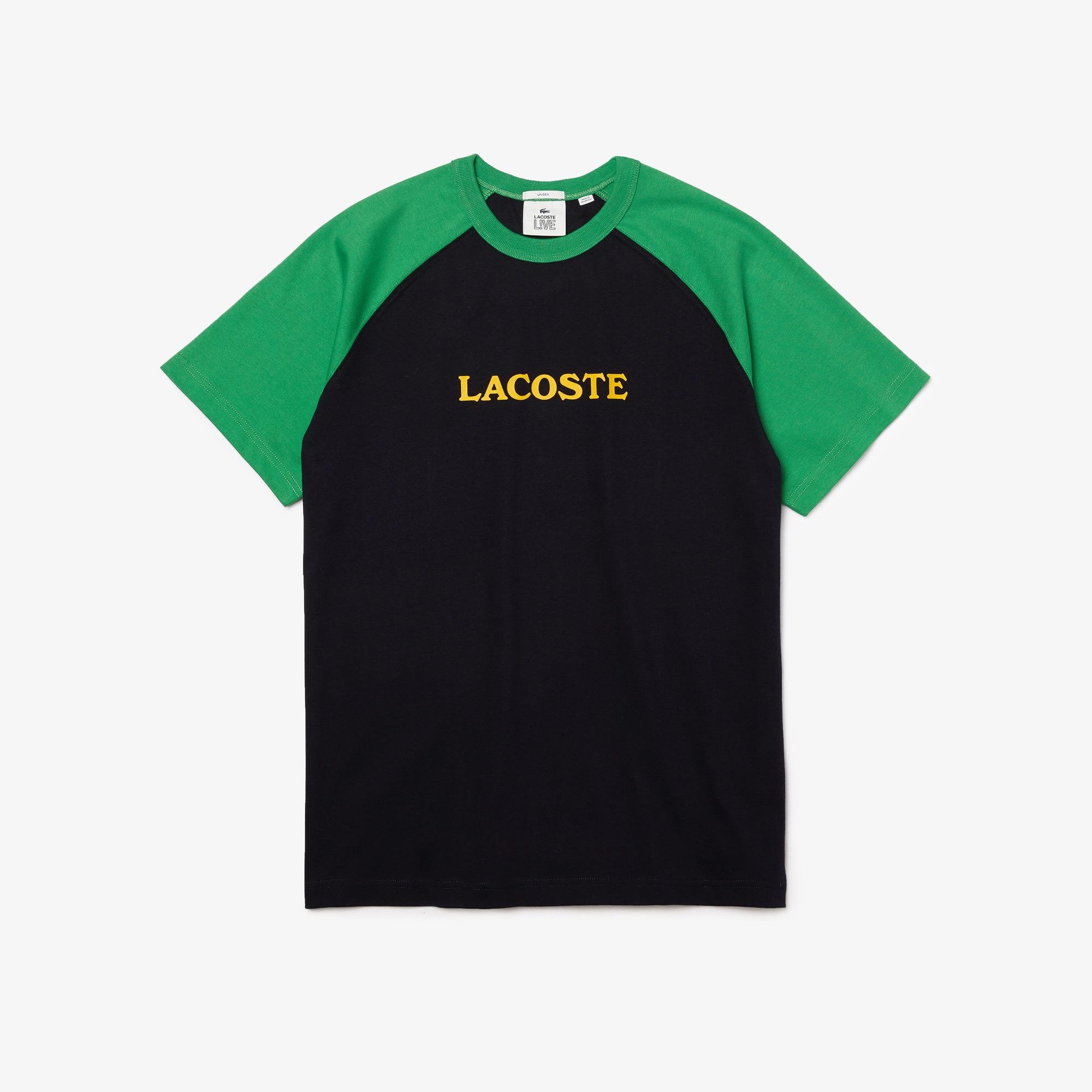 Lacoste L!VE Unisex bavlněné tričko s dvoubarevnými nápisy