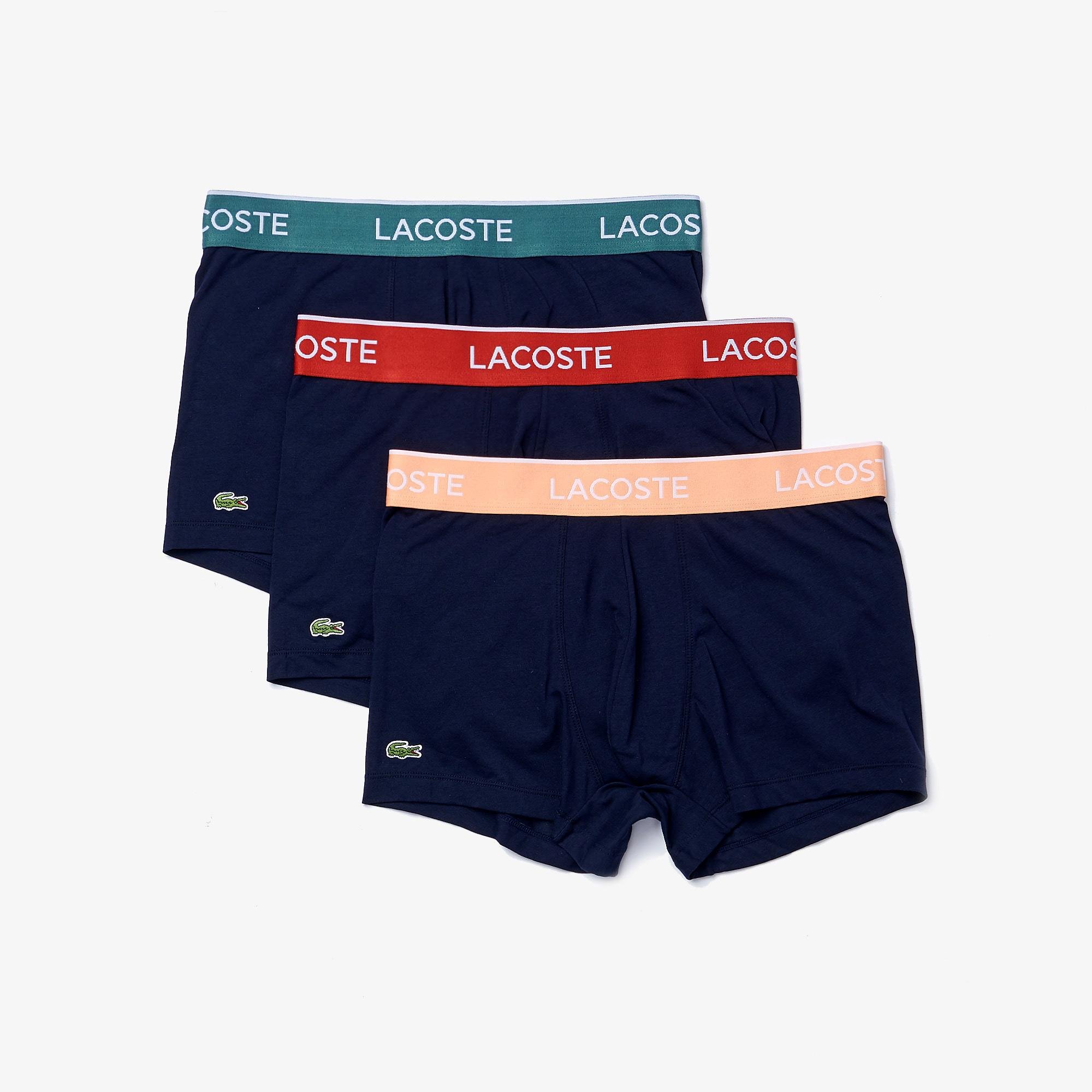 Lacoste 3 darabos csomag boxeralsó tengerészkék mintával kontrasztos derékpánttal