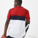 Lacoste SPORT pánské prodyšné tričko s přiléhavým oválným výstřihem barevné bloky