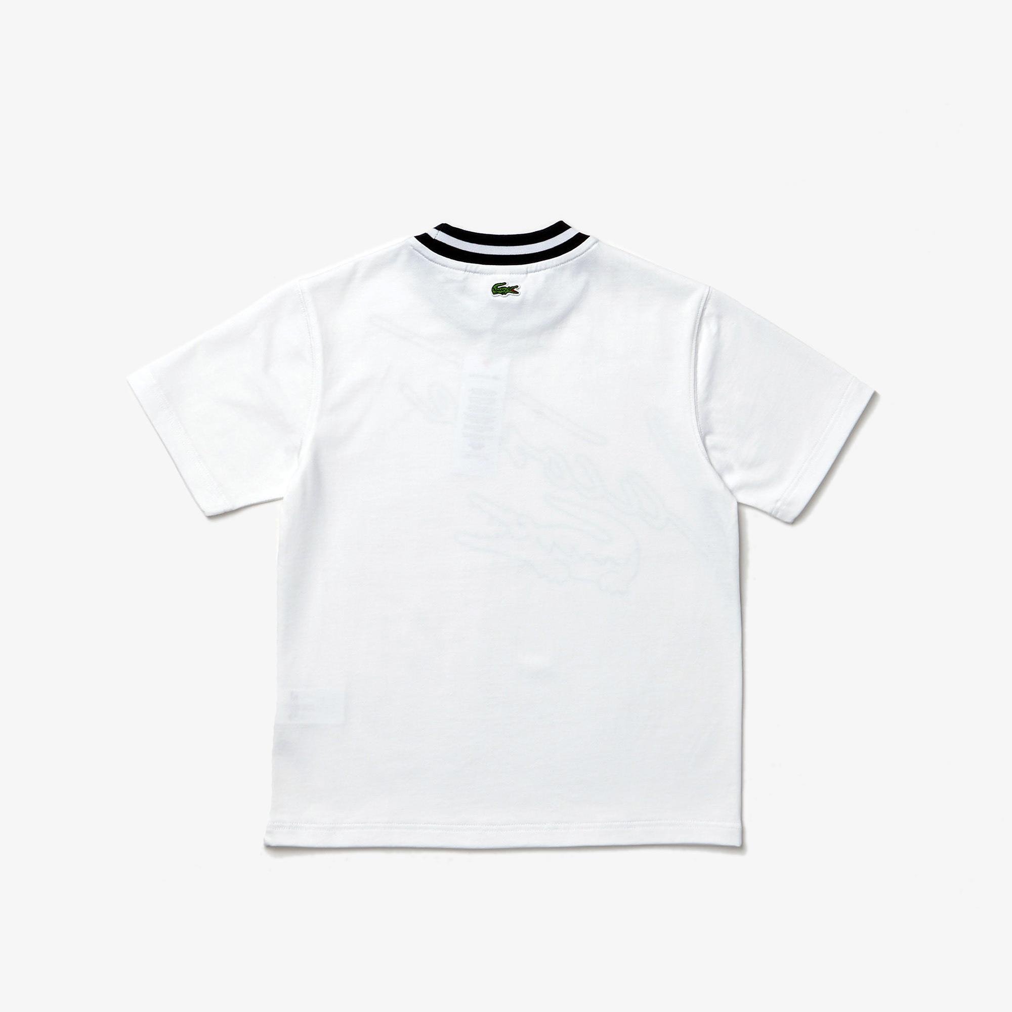 Lacoste Çocuk Bisiklet Yaka Baskılı Beyaz T-Shirt