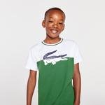 Lacoste fiú kerek nyakú krokodil lenyomatos kétszínű pamut póló