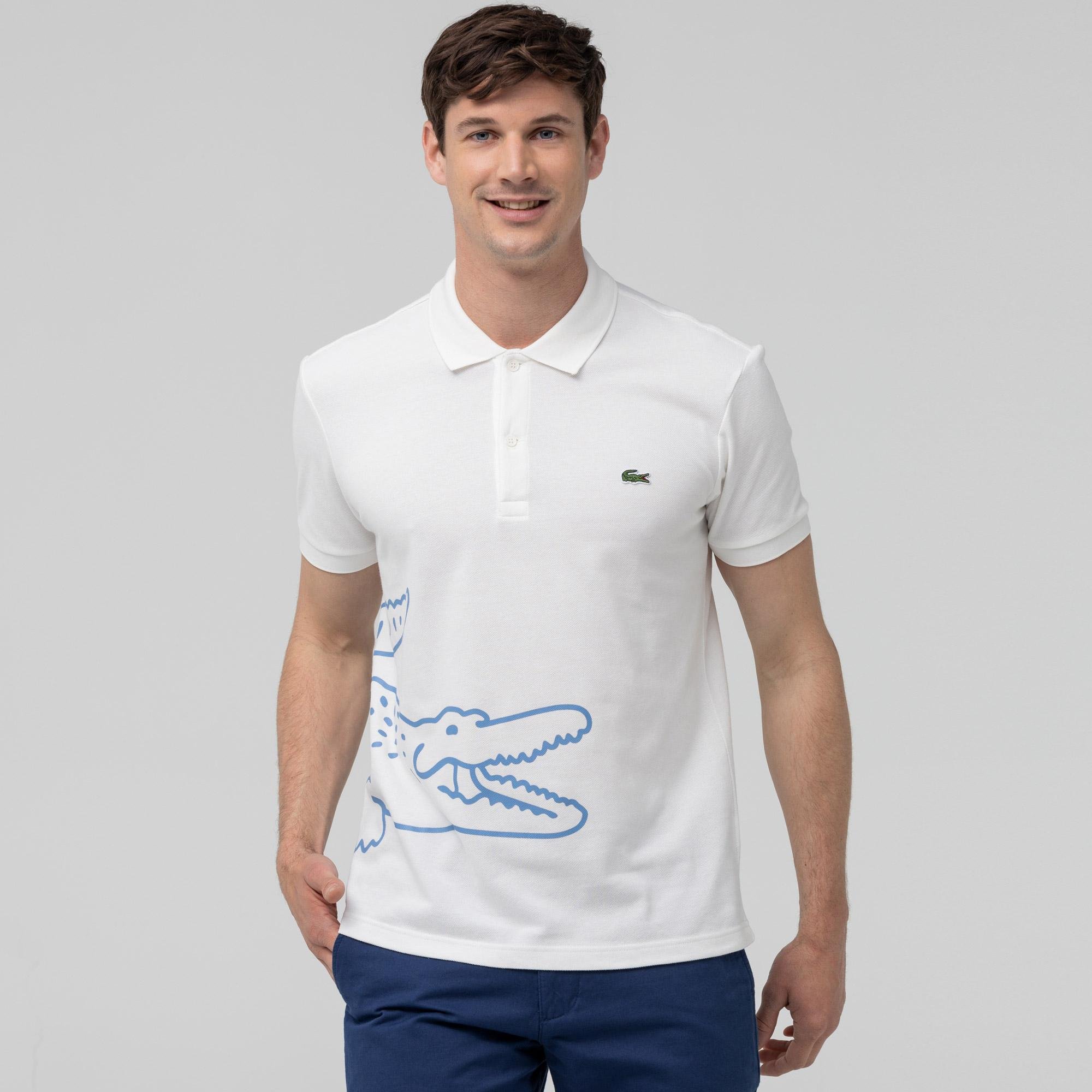 Lacoste Men’s Regular Fit Crocodile Print Cotton Piqué Polo Shirt