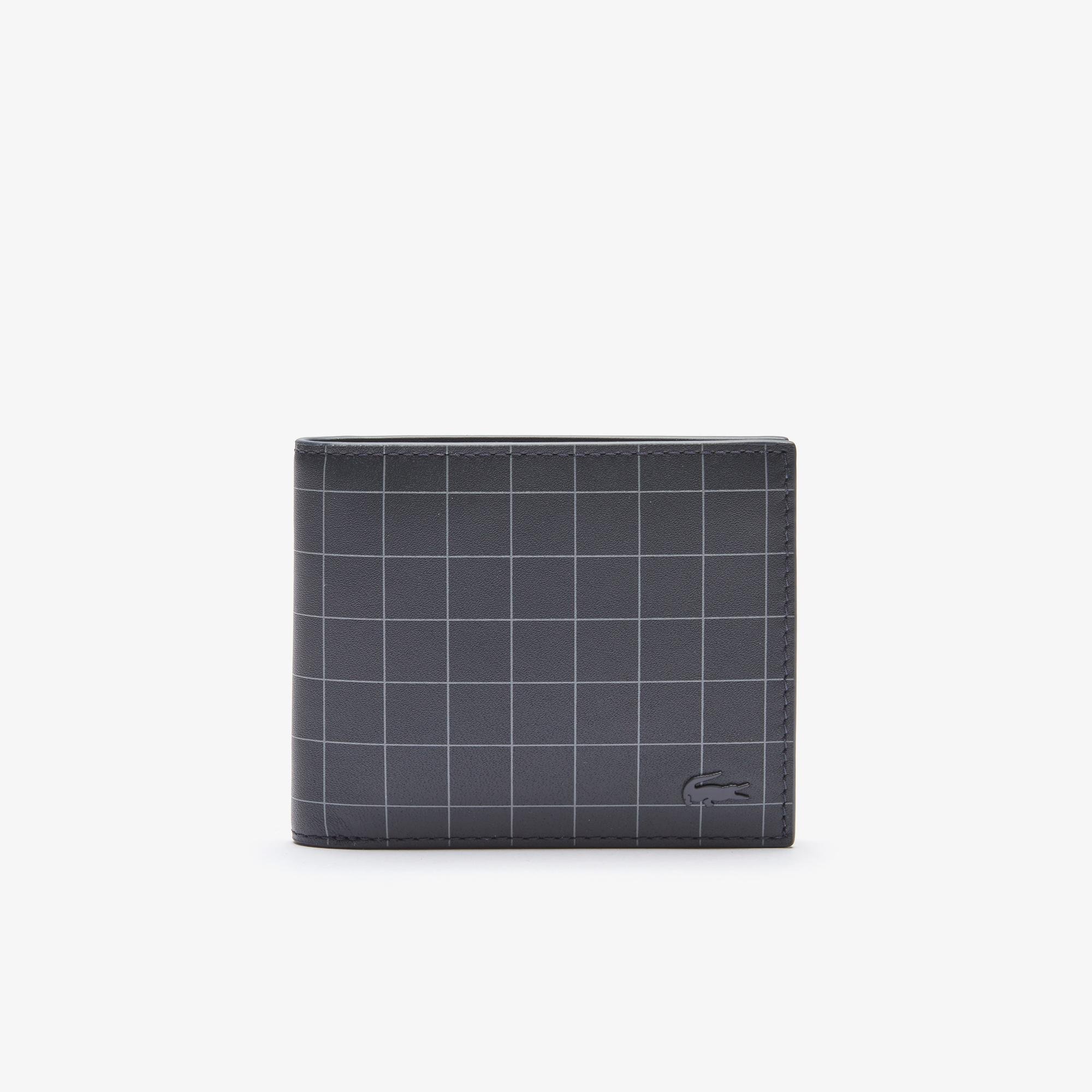 Lacoste Men's Fitzgerald Smooth Checkered Leather Small Wallet