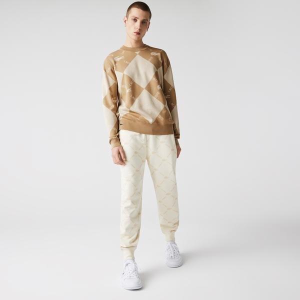 Lacoste Men?s Lacoste LIVE Monogram Patterned Jacquard Cotton Sweater