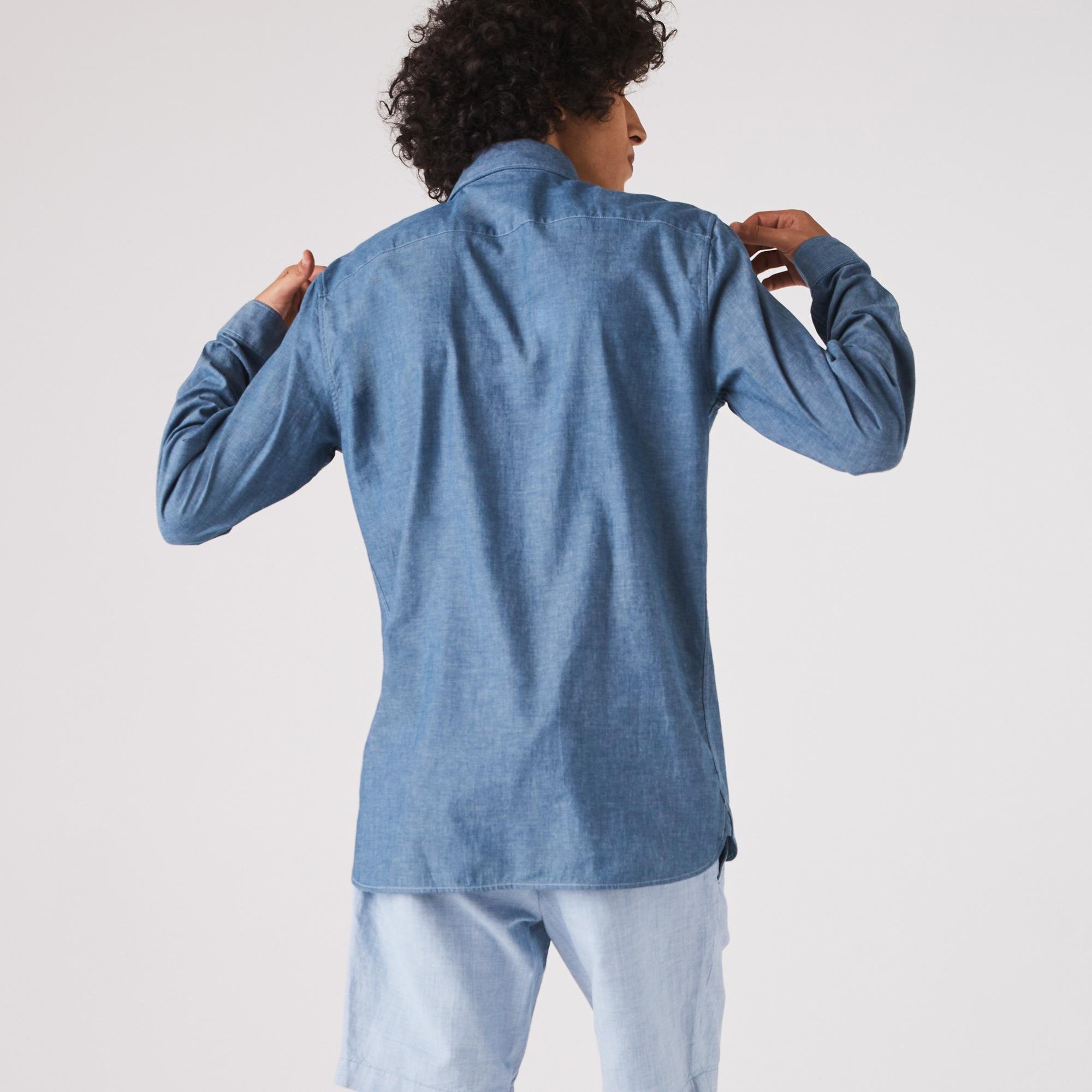 Lacoste Pánska tkaná košeľa  s dlhými rukávmi
