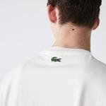 Lacoste Męski bawełniany T-shirt z gumą z paskiem i naszywką