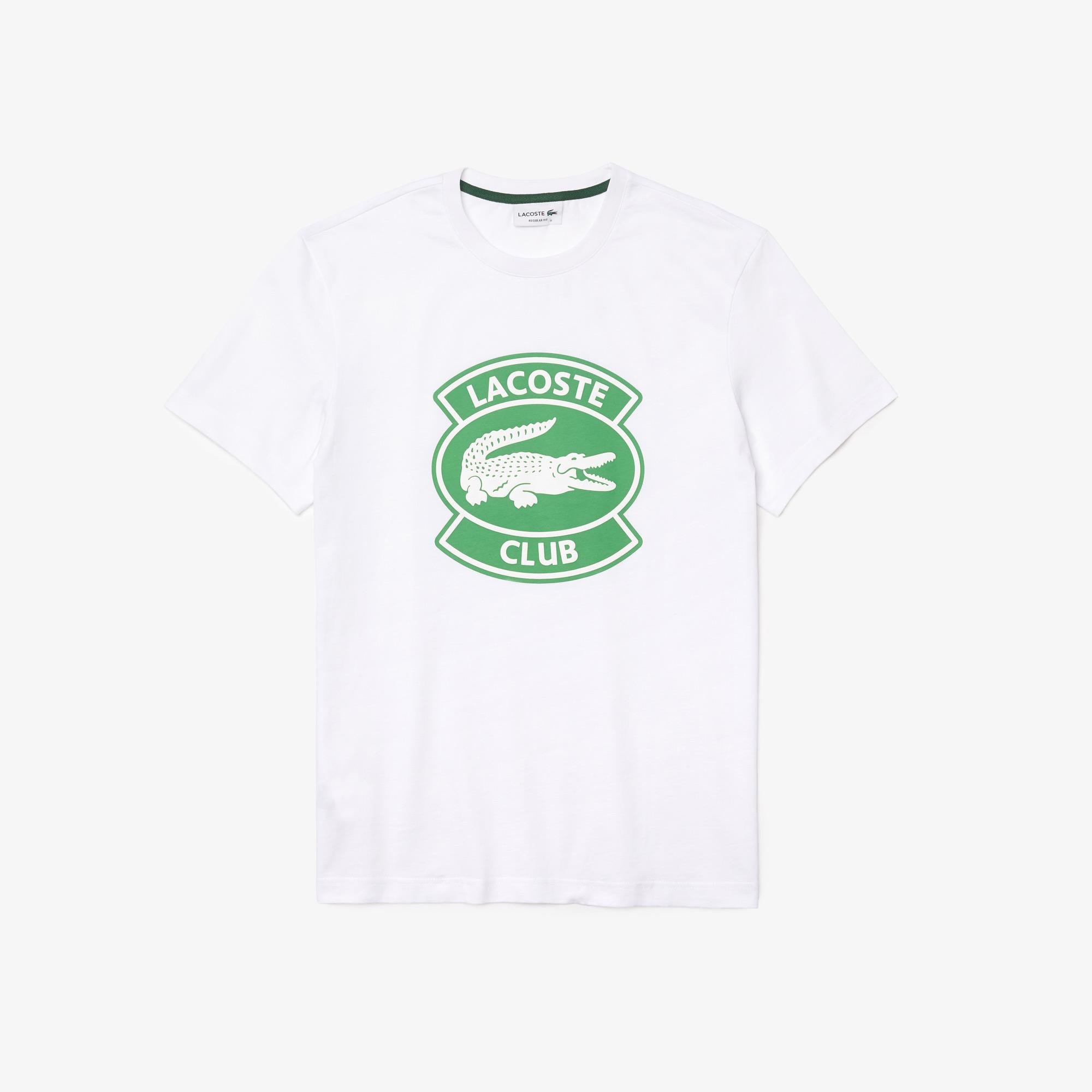 Lacoste Męski bawełniany T-shirt z okrągłym dekoltem i dużą naszywką Lacoste Club