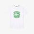 Lacoste Męski bawełniany T-shirt z okrągłym dekoltem i dużą naszywką Lacoste ClubBeyaz
