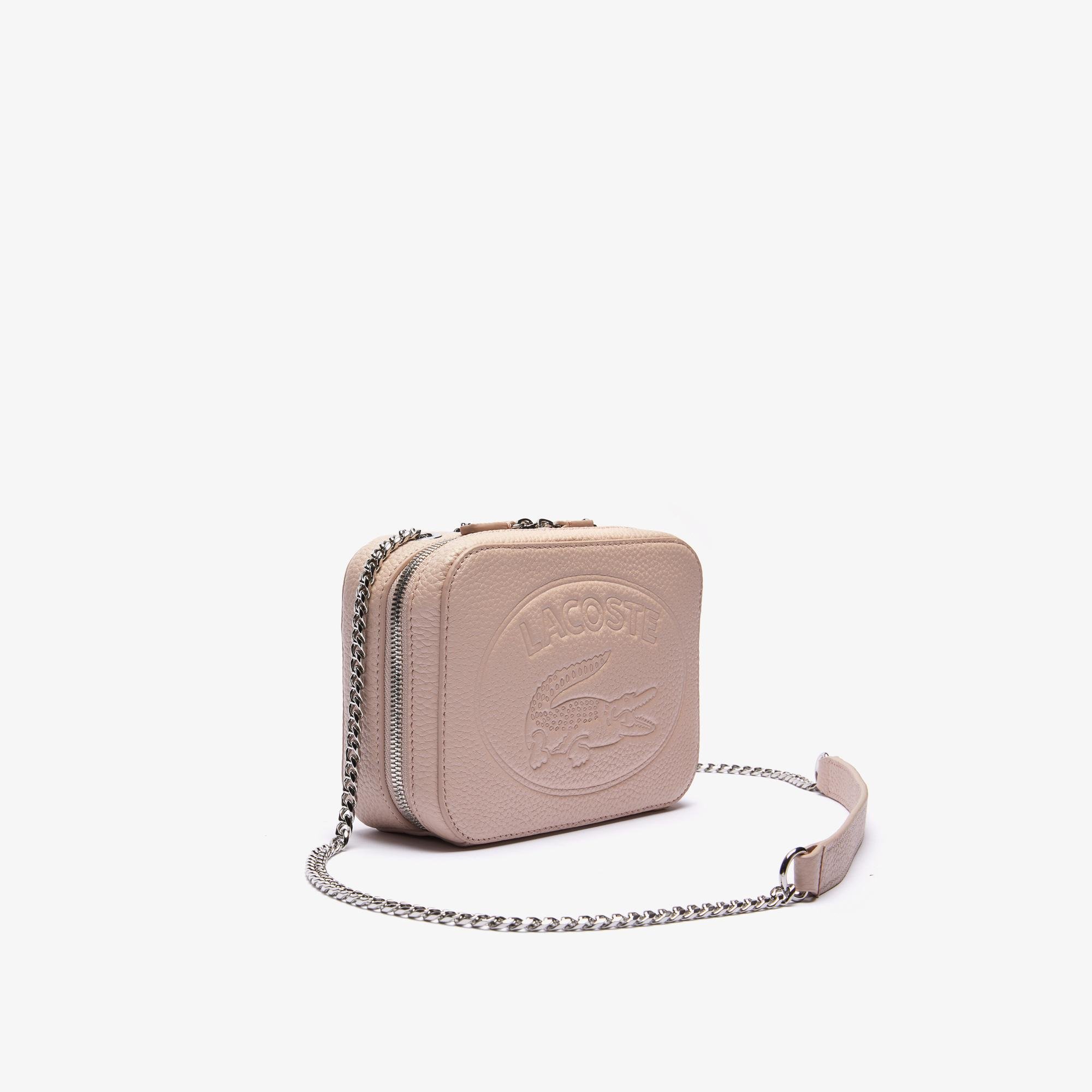 Lacoste Women’s Croco Crew Grained Leather Zip Shoulder Bag