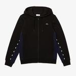 Lacoste Men's polar hoodie with hood  In Color Blocks with a zipper