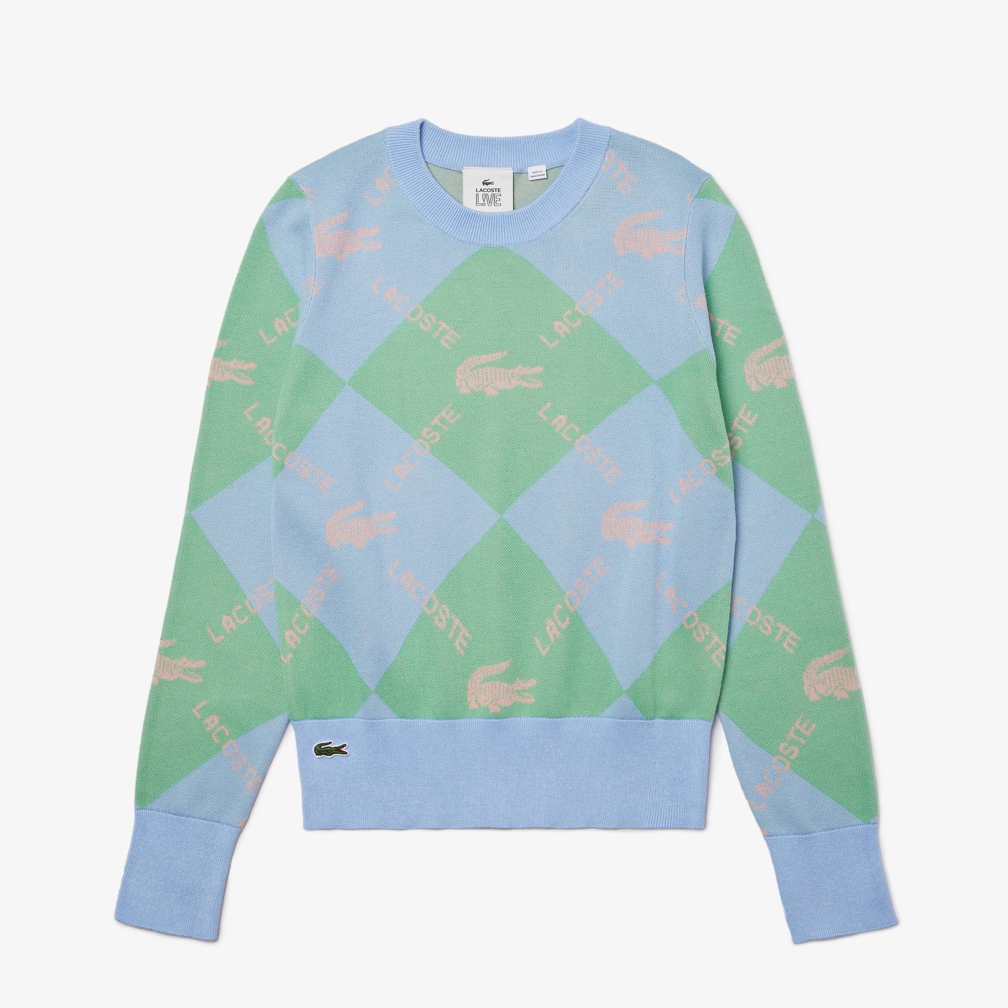 Lacoste Women’s LIVE Monogram Patterned Jacquard Cotton Sweater