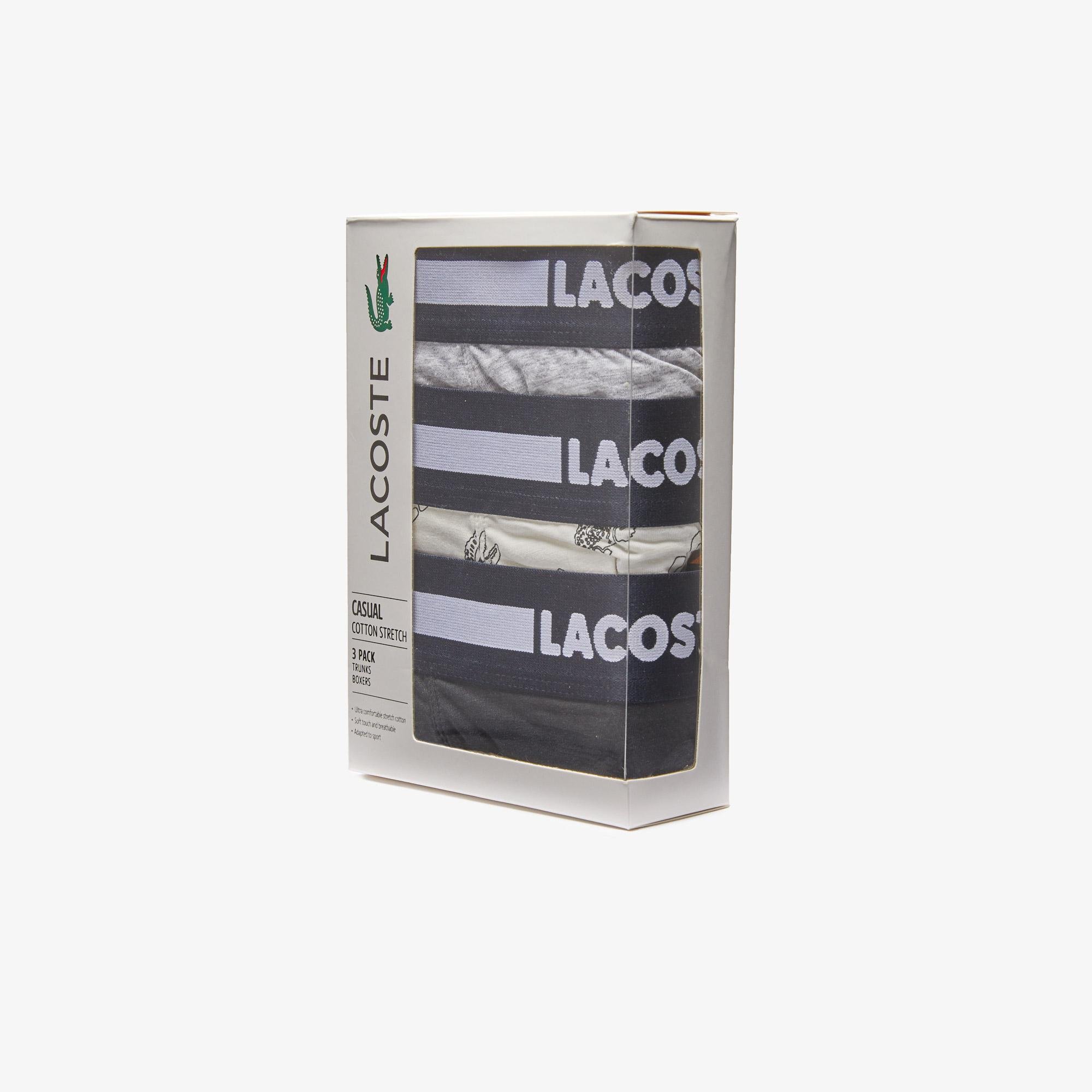 Lacoste Men’s Striped Waist Stretch Cotton Trunk 3-Pack