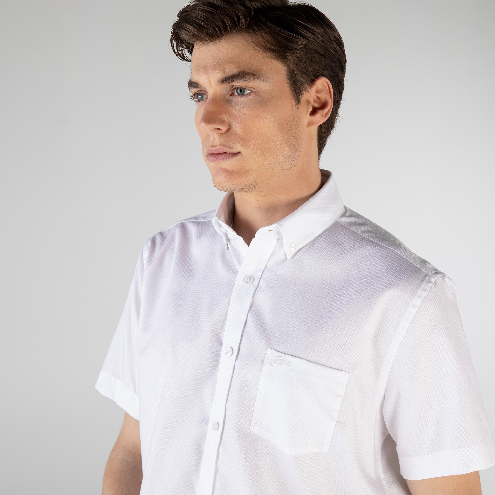 Lacoste Erkek Regular Fit Kısa Kollu Beyaz Gömlek