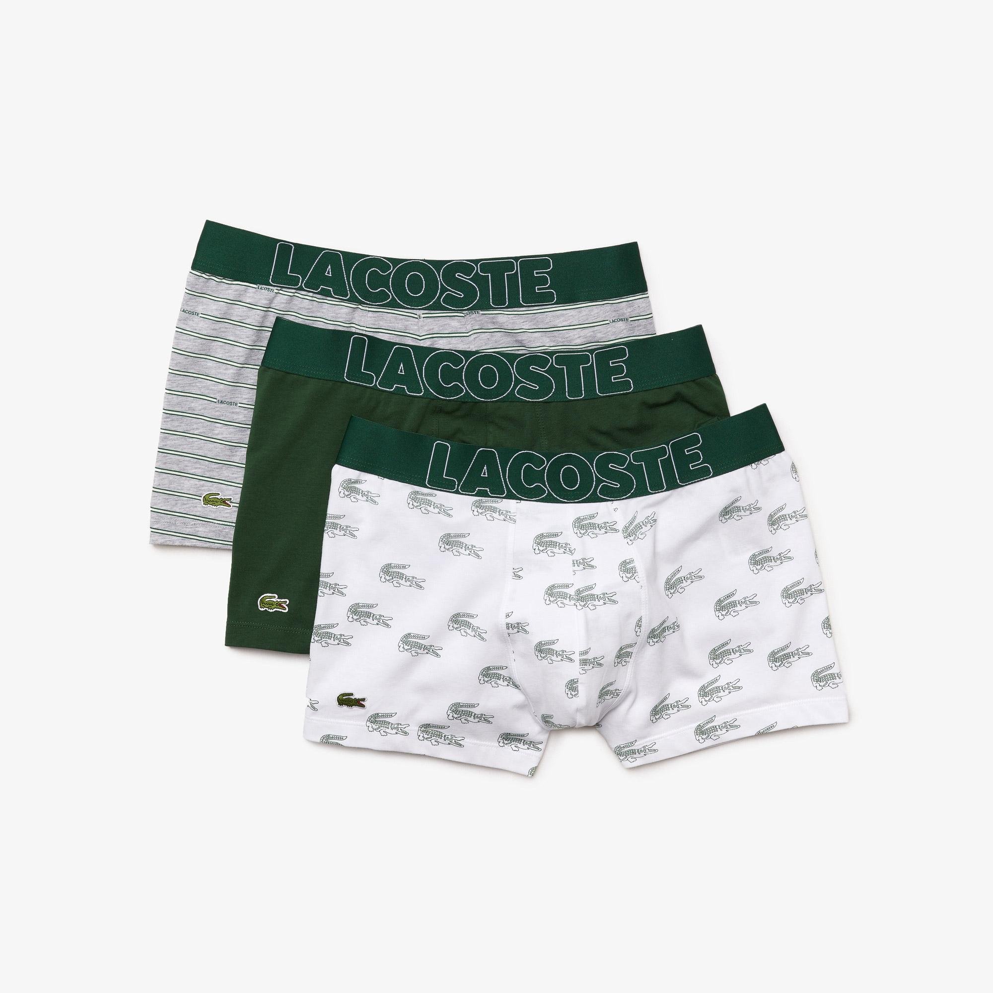 Lacoste Men’s Lettered Waist Stretch Cotton Trunk 3-Pack