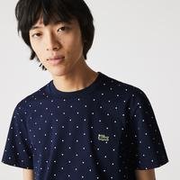Lacoste Męski bawełniany T-shirt z nadrukowanym wzorem w kropki z okrągłym dekoltem166