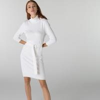 Lacoste Kadın Regular Fit Uzun Kollu Boğazlı Yaka Beyaz Elbise11B