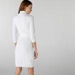 Lacoste Kadın Regular Fit Uzun Kollu Boğazlı Yaka Beyaz Elbise