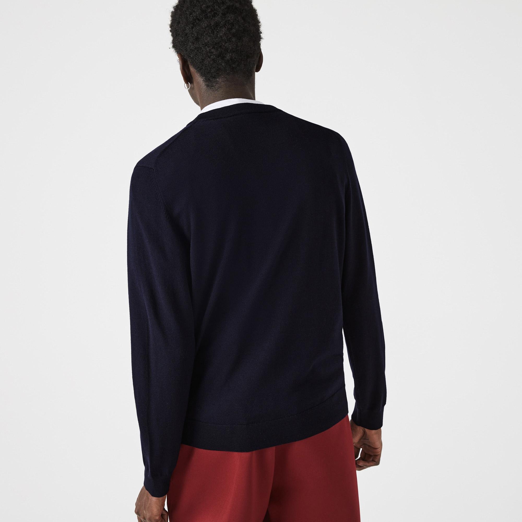 Lacoste férfi kerek nyakú merinó gyapjú pulóver
