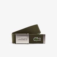 Lacoste Men's Made İn France Lacoste Engraved Buckle Woven Fabric Belt058