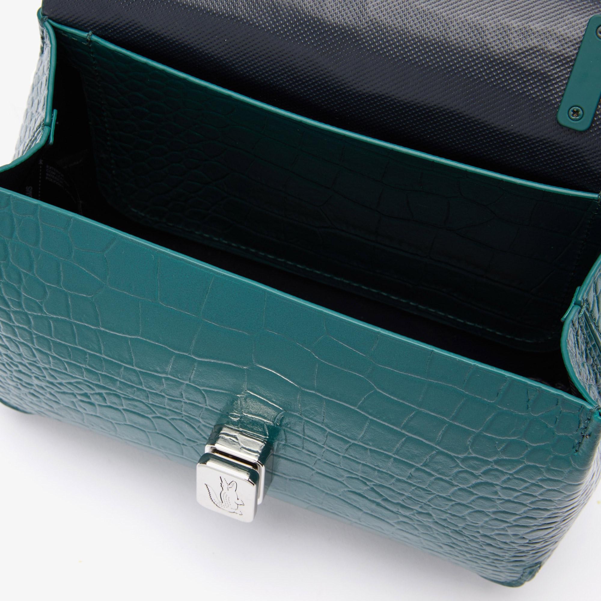 Lacoste Women’s Amelia Metal Clasp Embossed Leather Handbag