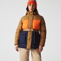 Lacoste Women’s Hooded Fitted Belted Colorblock Quilted JacketSQE